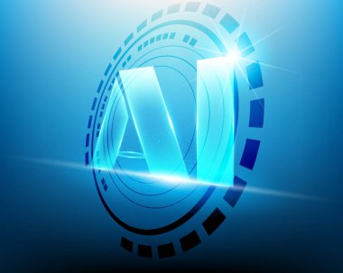 AI mektup dijital yapay zeka teknoloji daire ve büyük veri makine öğrenimi iş sistem kavramı ile. Vektör çizim Eps10