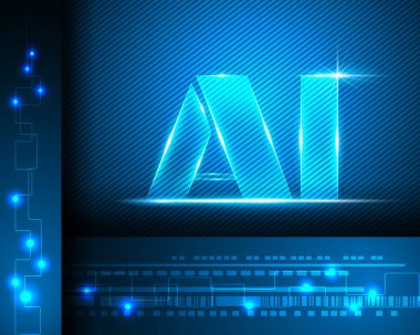 AI mektup dijital yapay zeka ve büyük veri makine öğrenimi iş sistem kavramı. Vektör çizim Eps10