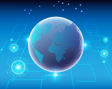 Küresel dünya siber kablosuz Internet ağ bağlantısı iş bölgesi online. Vektör çizim Eps10