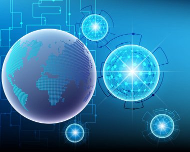 Küresel dünya harita cyber kablosuz Internet ağ bağlantısı iş bölgesi online. Vektör çizim Eps1