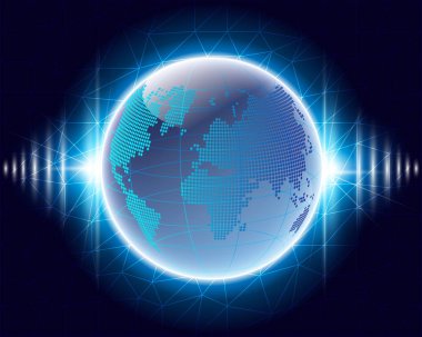Küresel Dünya çapında siber kablosuz internet hattı ağ bağlantısı iş bölgesi online. Vektör çizim Eps1