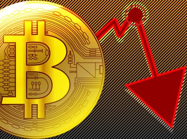 Altın bitcoin kilitlenme grafik döngüleri panik içinde bölge gösterge kavramı satmak. Vektör çizim eps10