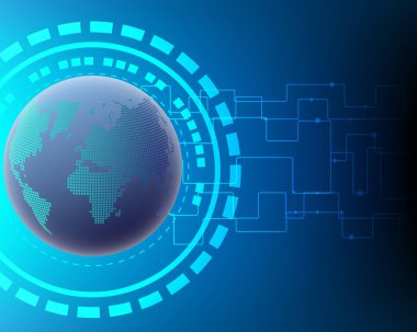 Dünya harita cyber anahtarı kablosuz Internet ağ bağlantısı iş bölgesi online. Vektör çizim Eps10