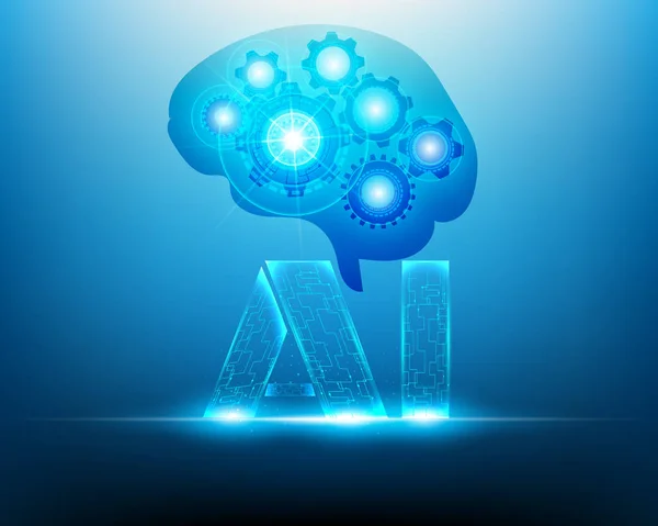 Letter Digital Generation Intelligenza Artificiale Brain Ingranaggi Connessione Rete Big — Vettoriale Stock