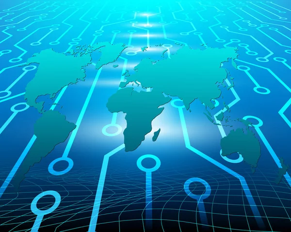 Mapa Del Mundo Conexión Internet Inalámbrica Cibernética Zona Negocios Línea — Vector de stock