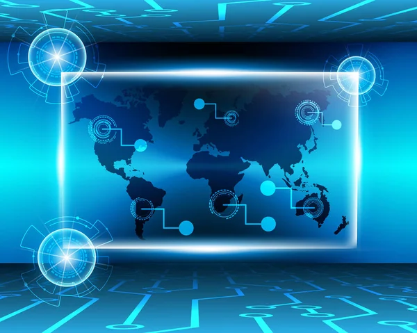 World Map Cyber Digital Bigdata Online System Business Zone Concept — Vector de stock
