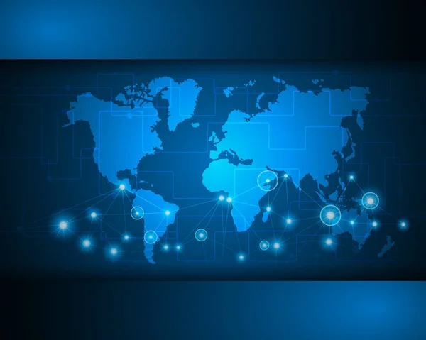 Mapa Mundial Línea Internet Ciberinalámbrica Conexión Internet Zona Negocios Concepto — Vector de stock