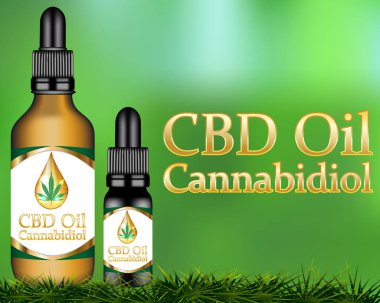 CBD yağı Cannabidiol ürünleri arka plan. Vektör Illustration