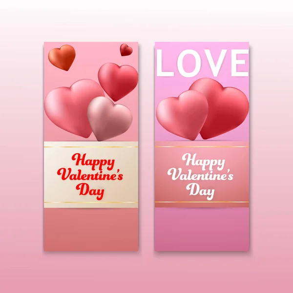 Mutlu sevgililer günü kalpler arka plan Banner set kart. duvar kağıdı, davetiye, poster, broşür — Stok Vektör