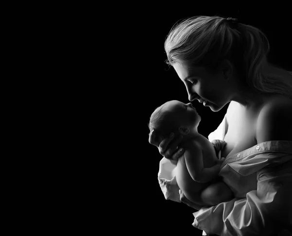 Foto Arte Blanco Negro Hermosa Madre Sosteniendo Bebé Niño —  Fotos de Stock