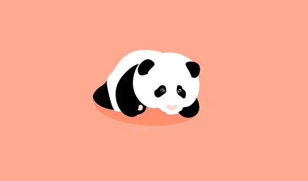Little cute panda on a pink background