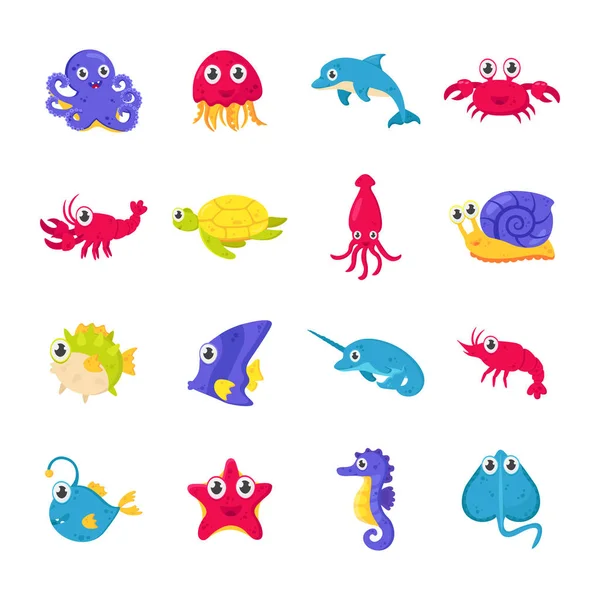 Baby undewater creatures collection — Stock Vector