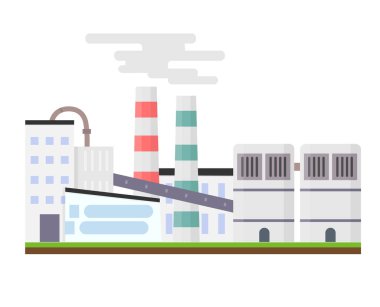 Endüstriyel fabrika çimenlerin üzerinde duruyor