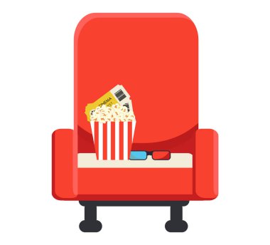 Patlamış mısır ve biletleri sinema koltukları