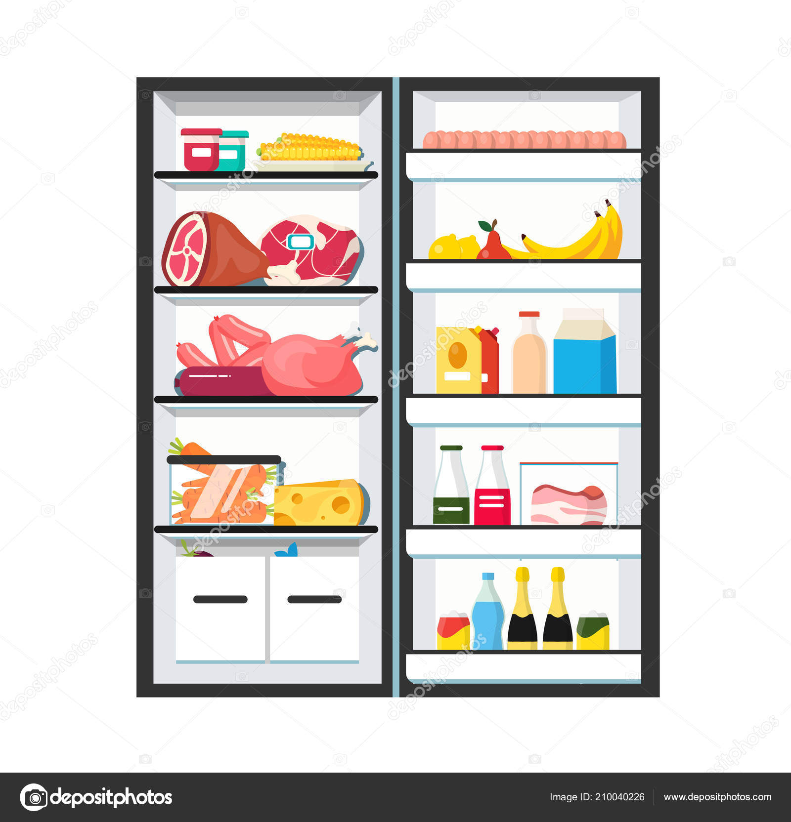 Холодильник открытый с полками для детей