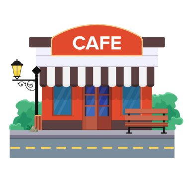 Bir sokak kafe ya da kahve dükkanı yolun yakınında