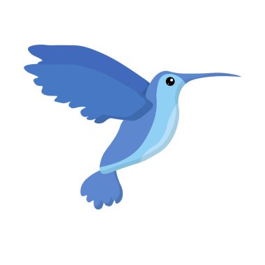Şirin mavi uçan colibri kuş.