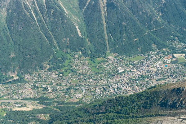Panorama Espetacular Das Montanhas Chamonix Valley Aiguille Mesure Aiguille Tte — Fotografia de Stock