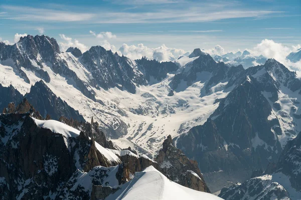 Panorama Grandes Jorasses Dent Geant Aiguille Midi Mont Blanc Mountain — Fotografia de Stock