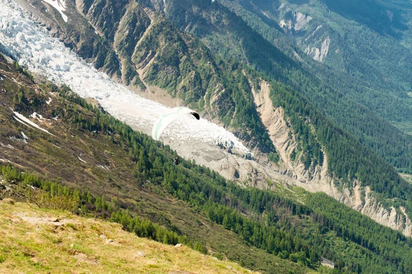 Vista Vale Chamonix Aiguille Midi Montanha Mont Blanc Haute Savoie — Fotografia de Stock