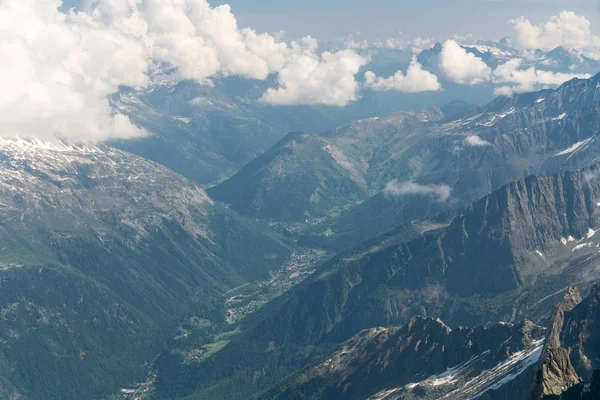 Vista Del Valle Chamonix Desde Aiguille Midi Monte Blanc Alta — Foto de Stock