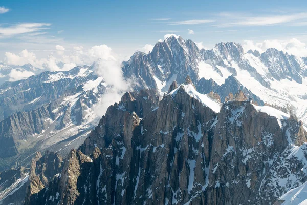 Nádherné Panorama Slavný Mont Blanc Blanc Nejvyšší Hora Alpách Nejvyšší — Stock fotografie