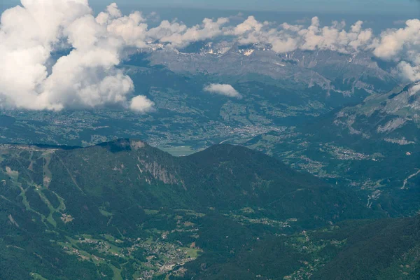 Spektakuläres Panorama Des Chamonix Tals Der Aiguille Mesure Und Der — Stockfoto
