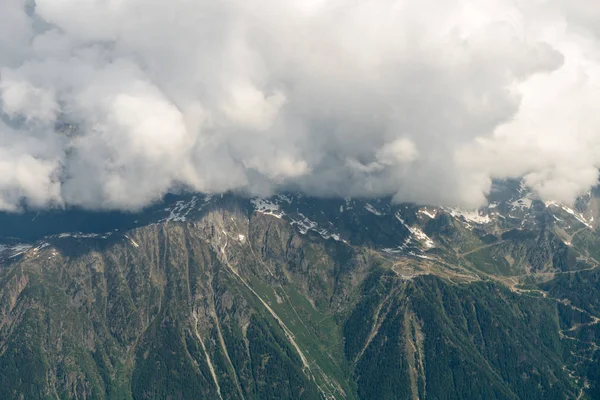 Nézd Chamonix Völgy Aiguille Midi Mont Blanc Hegyre Haute Savoie — Stock Fotó