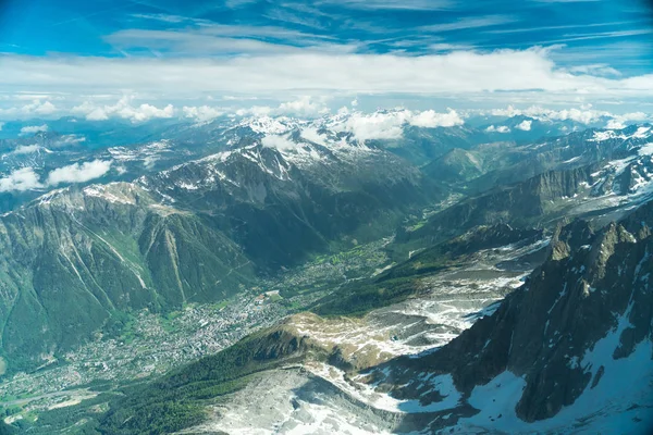 Panorama Della Valle Chamonix Aiguille Mesure Aiguille Tte Plate Montagne — Foto Stock