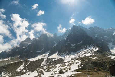 Aiguille du Midi 'den Grandes Jorass ve Dent du Geant Panoraması - Mont Blanc Dağı, Haute-Savoie, Fransa