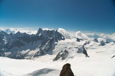 Aiguille du Midi 'den Grandes Jorass ve Dent du Geant Panoraması - Mont Blanc Dağı, Haute-Savoie, Fransa