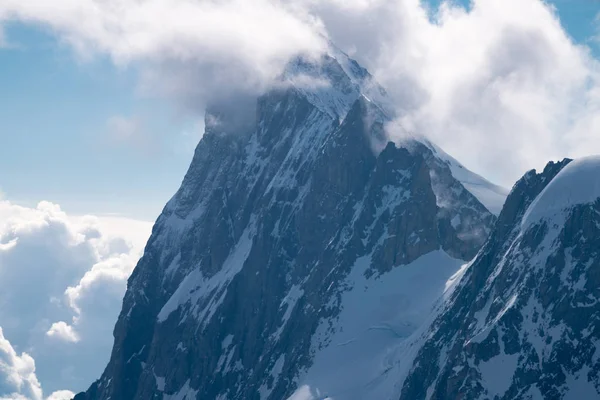 Mont Blanc Nejvyšší Hora Alpách Nejvyšší Evropě Panorama Aiguille Verte — Stock fotografie