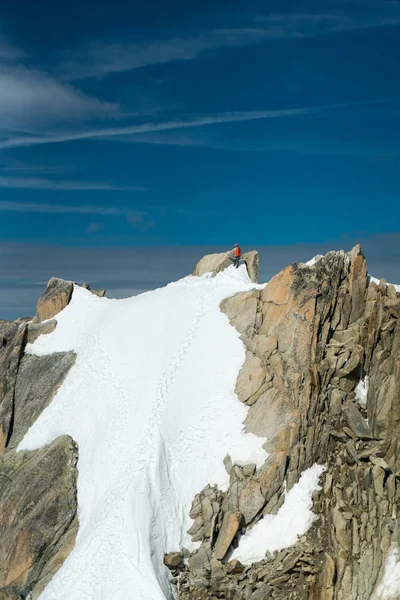 Rock Climber Aiguille Midi Mont Blanc Mountain Haute Savoie França — Fotografia de Stock