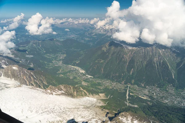 Panorama Espetacular Das Montanhas Chamonix Valley Aiguille Mesure Aiguille Tte — Fotografia de Stock