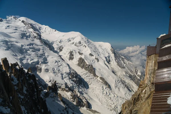 stock image Beautiful panorama of glorious Mont Blanc Blanc - the highest mountain in the Alps and the highest in Europe, Haute-Savoie, France