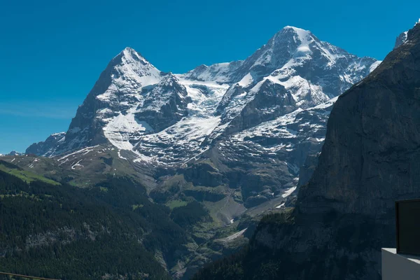 Vista Della Cima Del Monte Jungfrau Murren Distretto Lauterbrunnen Svizzera — Foto Stock