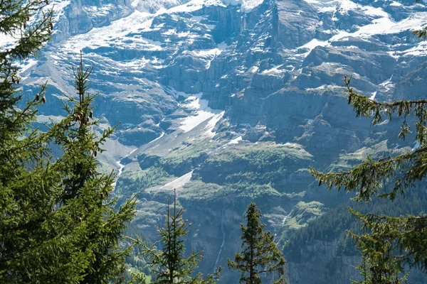 Vistas Espectaculares Montaña Senderismo Paisaje Los Alpes Suizos Cerca Stechelberg — Foto de Stock