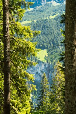 Güzel köy Murren bahar, bölge Lauterbrunnen, İsviçre