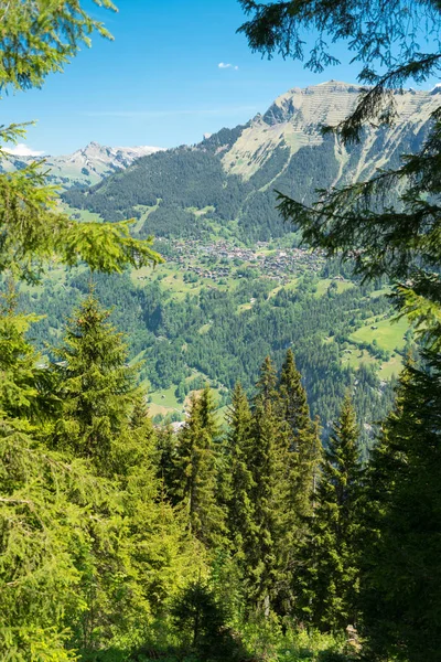 Uitzicht Spectaculaire Bergen Wandelen Parcours Het Landschap Van Zwitserse Alpen — Stockfoto