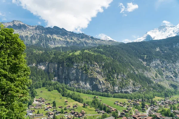 Muhteşem Dağ Manzaralarına Yürüyüş Lauterbrunnen Bölge Sviçre Sviçre Alpleri Peyzaj — Stok fotoğraf