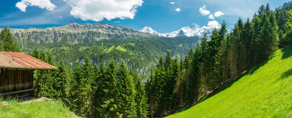 Spectacular Mountain Views Hiking Trail Swiss Alps Landscape Stechelberg District — Stock Photo, Image