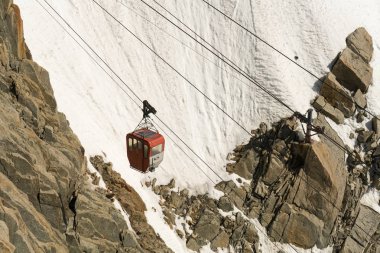 Füniküler Chamonix-Mont Blanc, Haute-Savoie, Fransa Aiguille du Midi (3842 m) dağ üst İstasyonu için