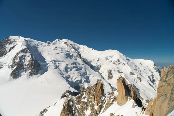 Монблан Найвищої Гори Альпи Найвища Європі Панорама Егюй Верт Засніжених — стокове фото