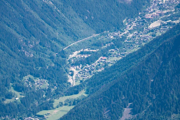 Velkolepé Panorama Chamonix Valley Aiguille Mesure Aiguille Tte Plate Hory — Stock fotografie