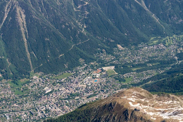 Spektakulärt Panorama Över Chamonix Dal Aiguille Mesure Och Aiguille Tte — Stockfoto