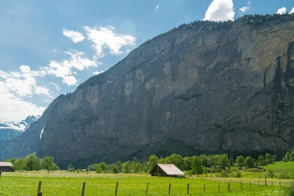 Vistas Espectaculares Montaña Senderismo Paisaje Los Alpes Suizos Cerca Stechelberg — Foto de Stock