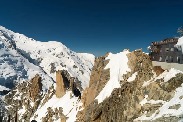 Mont Blanc Nejvyšší Hora Alpách Nejvyšší Evropě Panorama Aiguille Verte — Stock fotografie