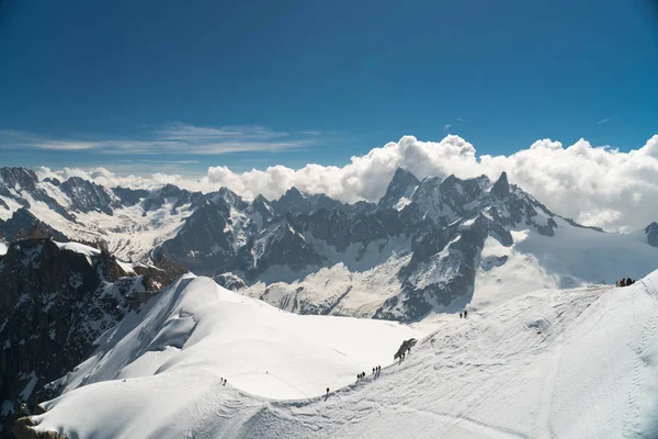 Mont Blanc Nejvyšší Hora Alpách Nejvyšší Evropě Panorama Aiguille Verte — Stock fotografie