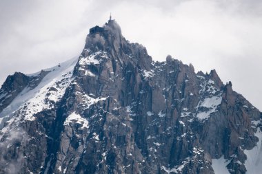 Chamonix-Mont Blanc Parc de Merlet, Les Houches, Haute-Savoie, Fransa Aiguille du Midi (3842 m) dağ üst İstasyonu güzel Panoraması