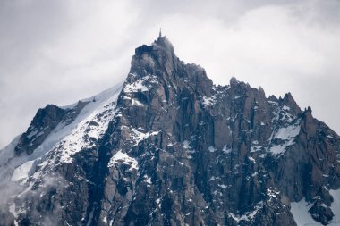 Chamonix-Mont Blanc Parc de Merlet, Les Houches, Haute-Savoie, Fransa Aiguille du Midi (3842 m) dağ üst İstasyonu güzel Panoraması